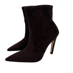 Good American Icon Bootie Suede Chocolate Brown Size 8 GA007K-E